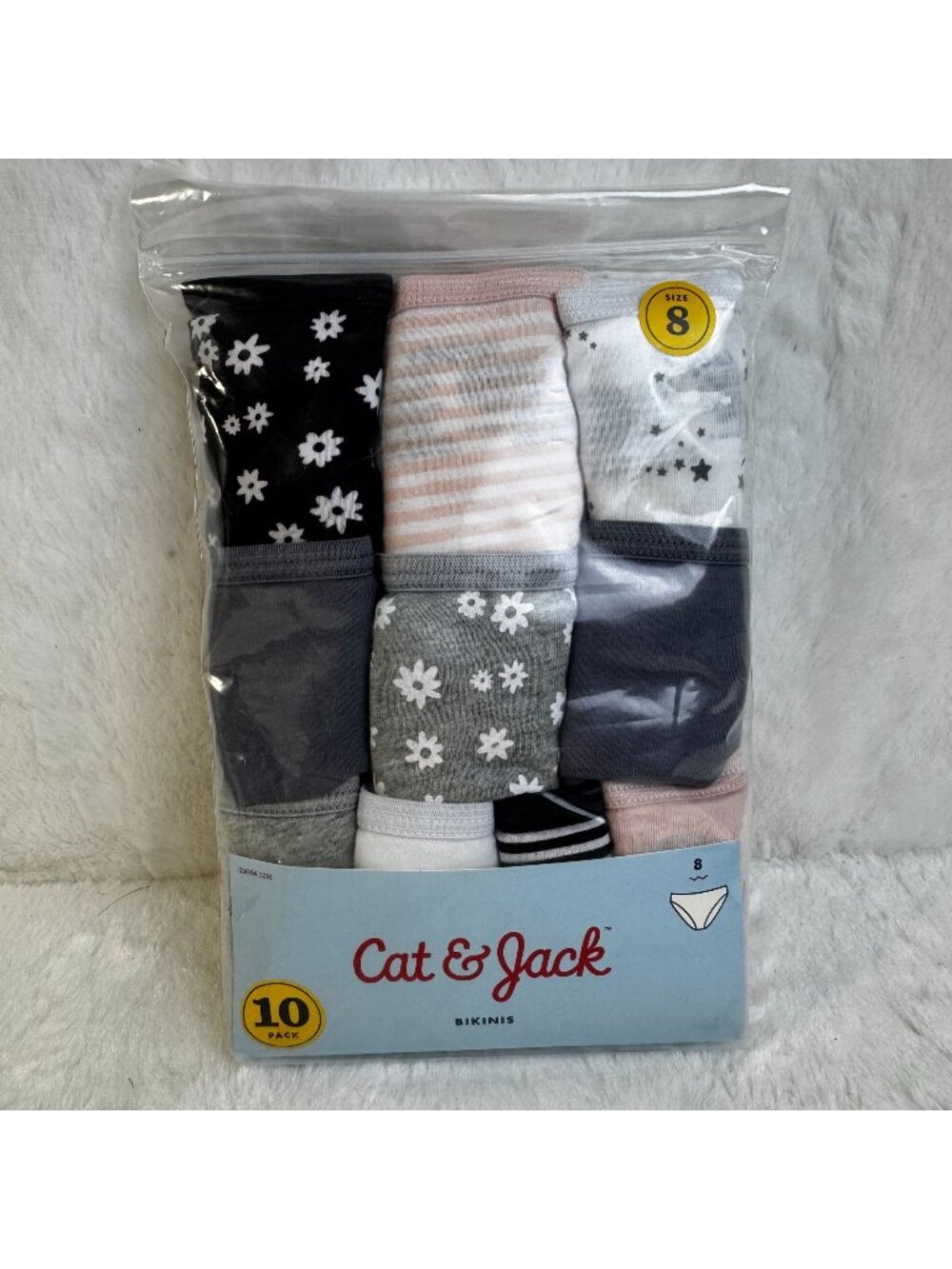 Cat & Jack Girls Bikini Underwear 10-Pack Size 8 Neutral Colors 100% Cotton
